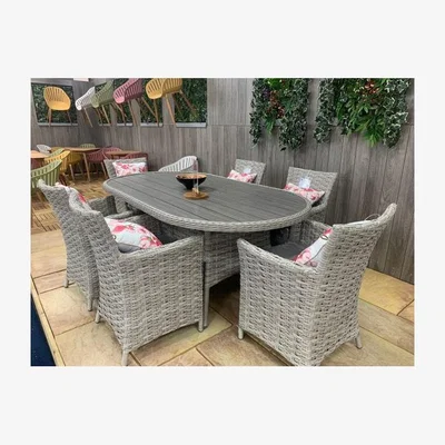Downtown Samoa Lite 6 Seater Oval Dining Set