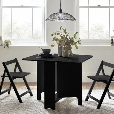 Downtown Julian Bowen Gatan Small Gateleg Table With 2 Chairs - Black