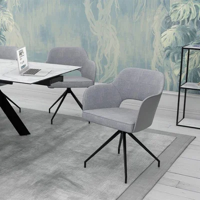 Downtown Akante Chicago Swivel Dining Chair -Grey, Steel