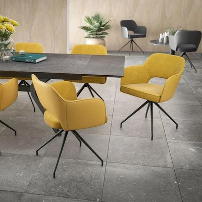 Downtown Akante Chicago Swivel Dining Chair - Ochre Yellow, Steel