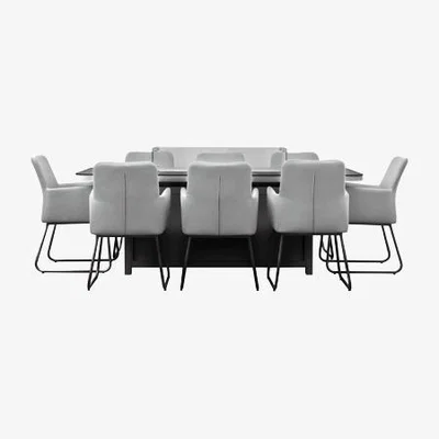 Perch and Parrow Sundowner 8 Seater Dining Set with Fire Pit in Linen