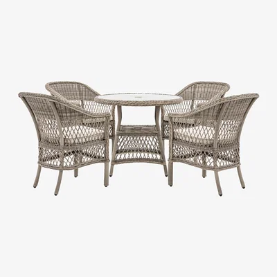 Perch and Parrow Lingerer 4 Seater Round Dining Set in Stone