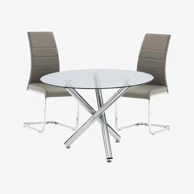 Pagazzi Kansis Dining Set with 4 Grey Dining Chairs