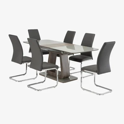 Pagazzi Calgery Grey Oak 140/180cm Extension Dining Table 6 Chair Set