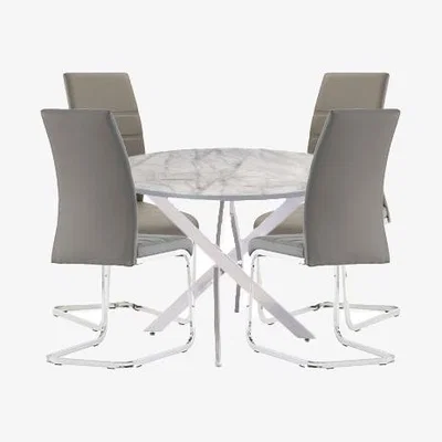 Pagazzi Alden 4-Seater Round Grey Dining Set