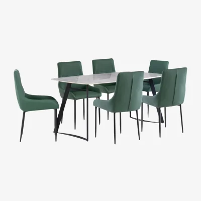 Pagazzi Indigo 1.8m Grey Dining Set with 6 Green Chairs