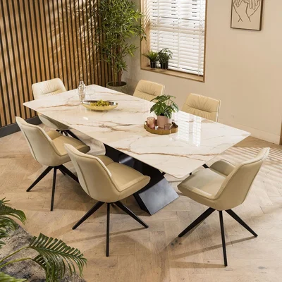 Quatropi Nora 6 Seater Ceramic Dining Set Cream