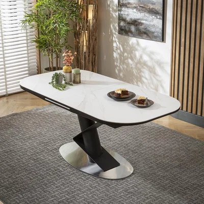 Quatropi Echo Modern 6 Seater Ceramic Extendable Dining Set White