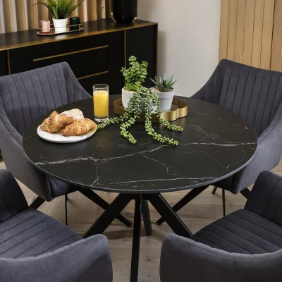 Quatropi Quatropi Small Round Black Ceramic 4 Seater Modern Dining Set