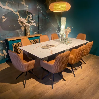 Quatropi ExDisplay Emma 8 Seater Ceramic Dining Set Tan