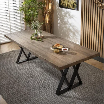 Quatropi Nova 8 Seater Solid Wood Dining Set Grey & Reclaimed Oak