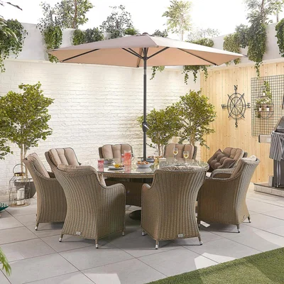 The Range Camilla 8 Seat Round Dining Set - Willow
