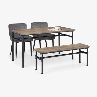 The Range Carnegie Dining Table, Bench and Luxe Chairs Set - Grey
