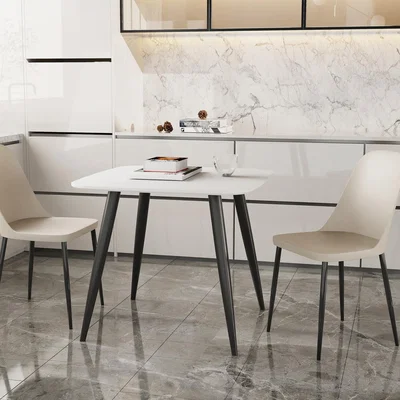 The Range Aspen Set with Square White Table and 2 Duo Plastic Chairs - Calico