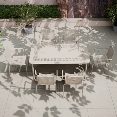 The Range Porto 6 Seater Dining Set in Cashmere - Cashmere
