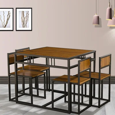 The Range WestWood Space Saving Dining Table and 4 Chairs - Walnut