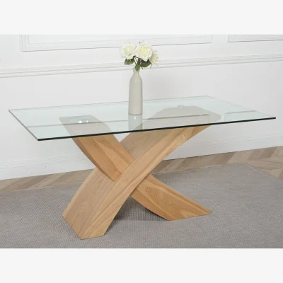 The Range Valencia 160 cm x 90 cm Glass Dining Table and 4 Chairs with Berkeley Brown Leather Chairs - Brown