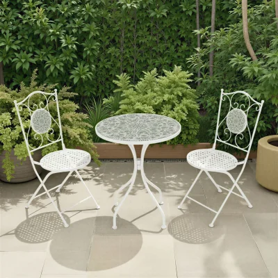 The Range Ferne Patio Dining Set - White and Green Leaf