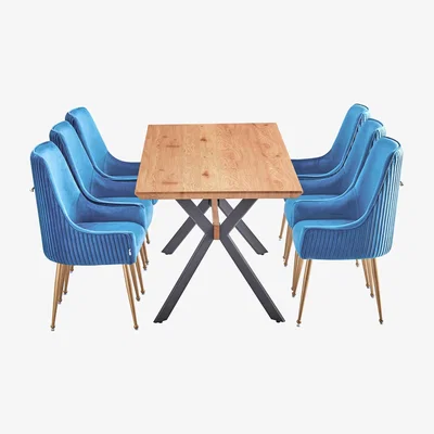 The Range Soho Blaze LUX Dining Set Includes a Table and 6 Chairs - Blue