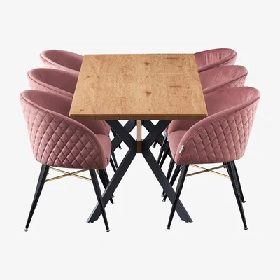The Range Vittorio Blaze LUX Dining Set Includes a Table and 6 Chairs - Pink