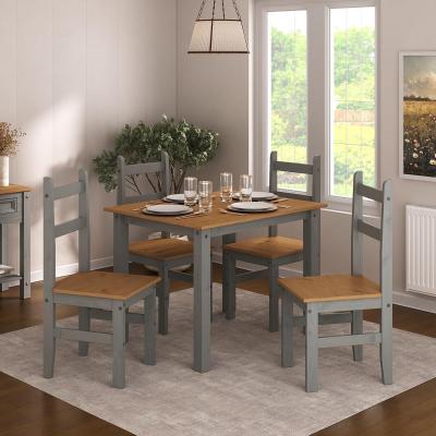 The Range Corona Dining Table Set 4 Seater Solid Mexican Pine Wood - Grey