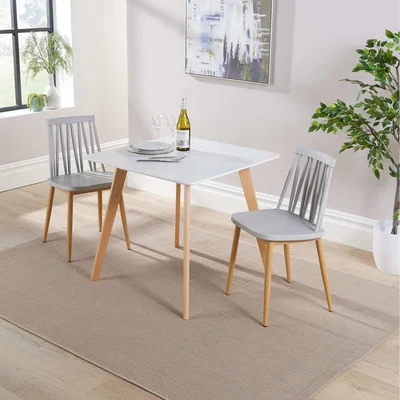 The Range Trinity Table and 2 Lucy Chairs Dining Set - Grey