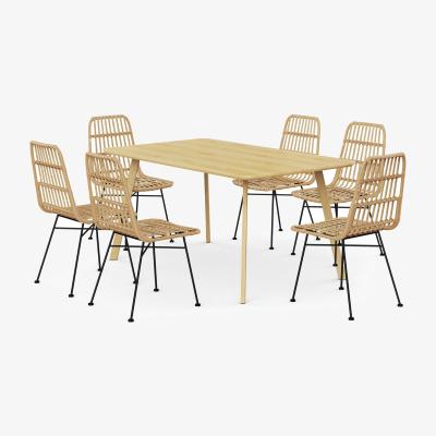 The Range Dining Table Set with Rectangular Table and 6 Dining Chairs - Natural