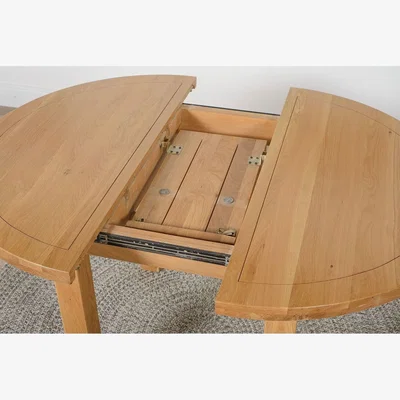 The Range 110 - 140cm Oak Extendable Round Dining Table + 4 Lola Leather Chairs - Red