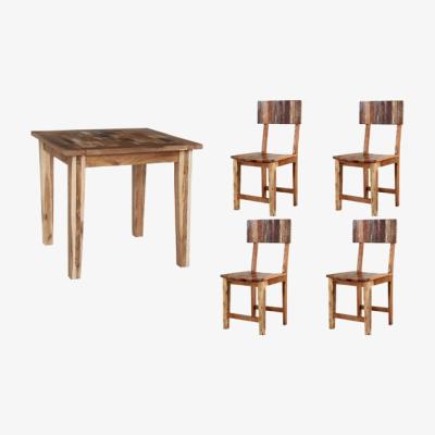 The Range Reclaimed Boat Small Dining Table Set with 4 Chairs - Brown