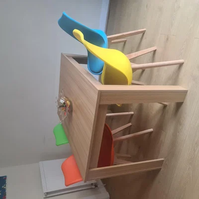 The Range Wooden Oak Dining Table and 4 Colourful Chairs - Oak