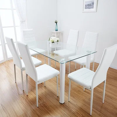 The Range Glass White Dining Table Set With 4 Chairs