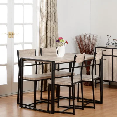 The Range Warwick Dining Set Oak Effect Veneer Black - Brown