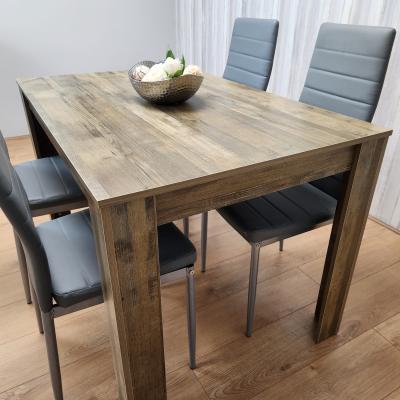 The Range Rustic Effect Table and 4 Grey Faux Leather Chairs Dining Set - Rustic Effect/Grey