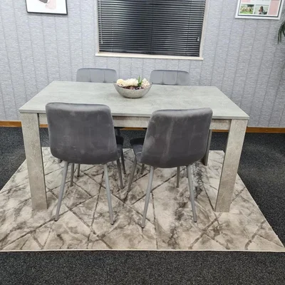 The Range Dining table Set Of 4 Kitchen Dining Table and 4 Grey Tufted Velvet Chairs - Grey