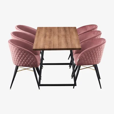 The Range Vittorio Toga LUX Dining Set with a Table and 6 Chairs - Pink