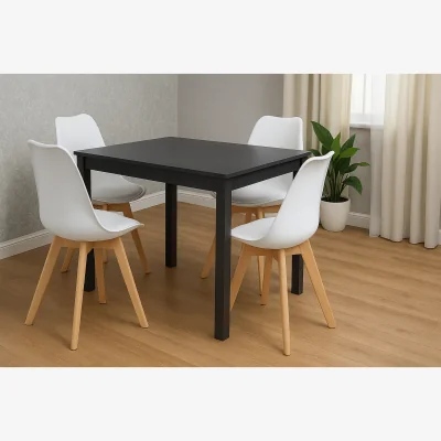 The Range Arrow Charcoal Dining Table Set With 4 White Chairs Dining Furniture - Grey