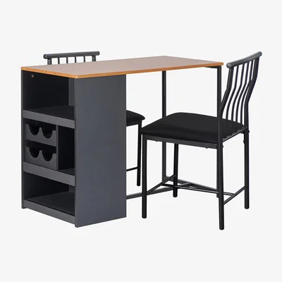 The Range Compact Wood Bistro Dining Set - Black