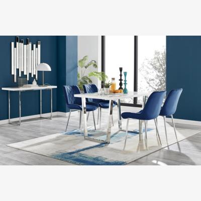 The Range Kylo White High Gloss Dining Table  4 Pesaro Silver Leg Chairs - Black