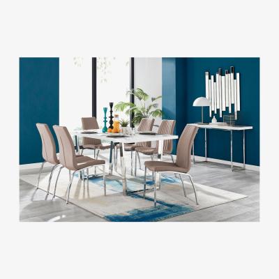 The Range Kylo White High Gloss Dining Table  6 Isco Chairs - Cappuccino