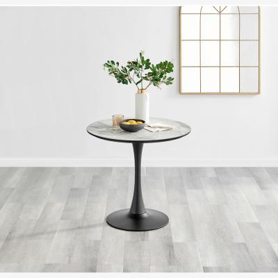The Range Elina White Marble Effect Round Dining Table and 2 Lorenzo Chairs - Cappuccino