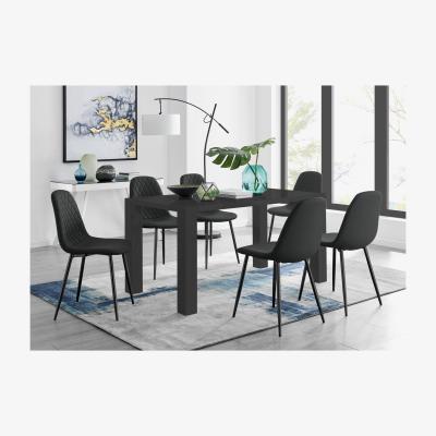 The Range Pivero 6 Black Dining Table and 6 Corona Black Leg Chairs - Black