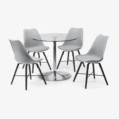 The Range Kudos Round Table and Kari Chairs Set - Grey