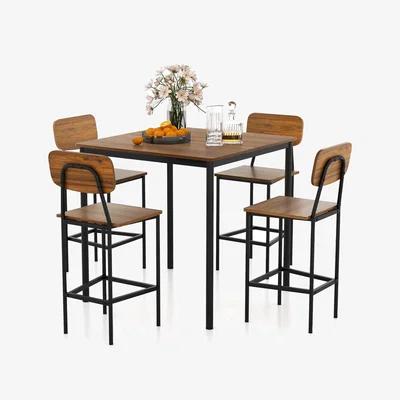 The Range 5Pcs Counter Height Dining Table and Chair Set - Dark Brown