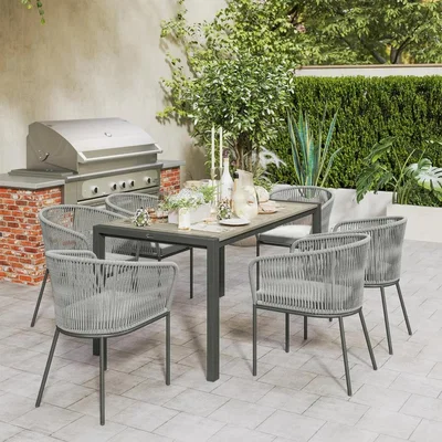 The Range Rattan Dining Set - Grey