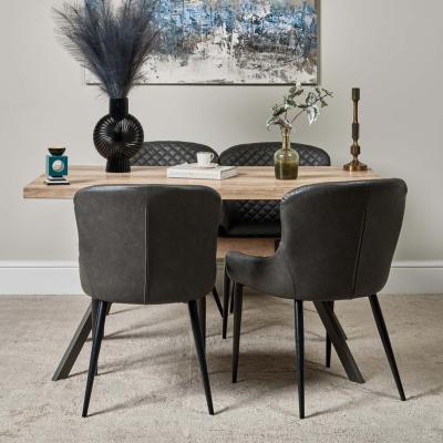The Range Kamala 140cm Dining Table  4 Carlton Dining Chairs - Grey