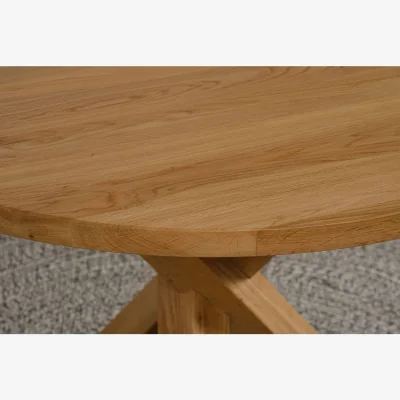 The Range Oregon Round Oak Dining Table and 4 Harvard Chairs - Brown