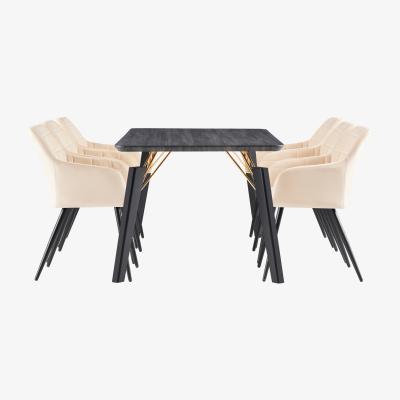 The Range Camden Cosmo LUX Dining Set Includes a Table and Chairs Set of 6 - Cream