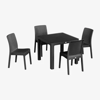 The Range 5pc Noble Square Rattan Effect Patio Dining Set Set - 90cm x 90cm - Anthracite