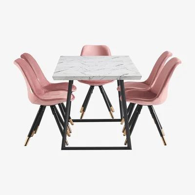 The Range Sofia Toga LUX Dining Set with an Extendable Table and Chairs Set of 6 - Pink