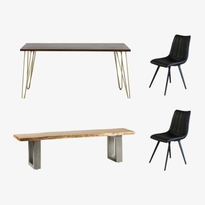 The Range Dallas Dark Mango Wood Rectangular Dining Table Set With 2 Chairs and 1 Bench - Dark Wood